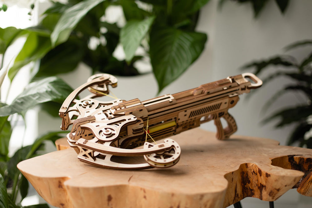 Wood Trick Bullet Boltcaster shoots 32 ft with straight trajectory.