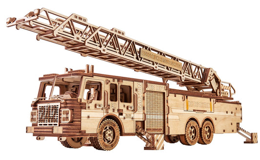 Wood Trick Rescue Firetruck assembly in progress showing 636 pieces.