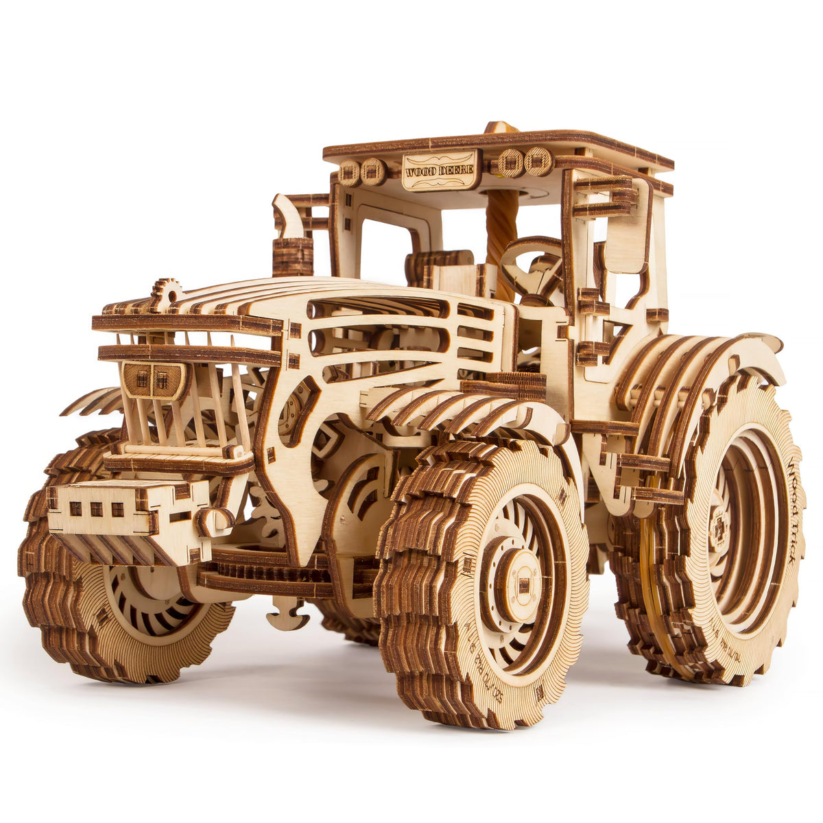 Wood Trick tractor assembly parts for precise DIY construction
