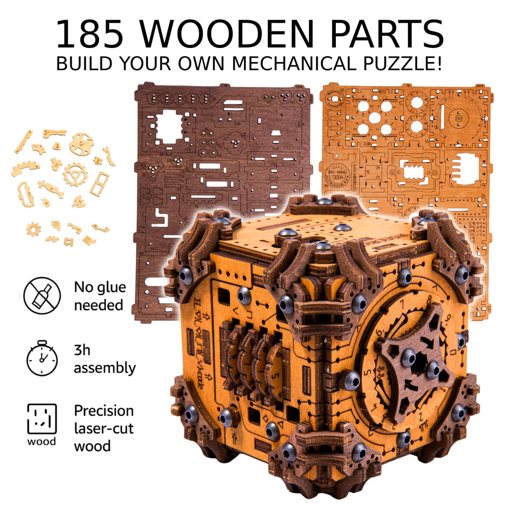 WOODEN.CITY Tesseract's Secret 185-piece kit ready for DIY assembly.