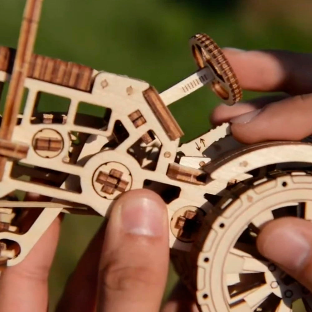 WOODEN.CITY Tractor 3D Puzzle hood detail showing opening feature