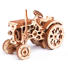 WOODEN.CITY Tractor 3D Puzzle rubber-band motor powering wheels