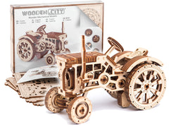 WOODEN.CITY Tractor 3D Puzzle wheels demonstrate moving mechanism for adults