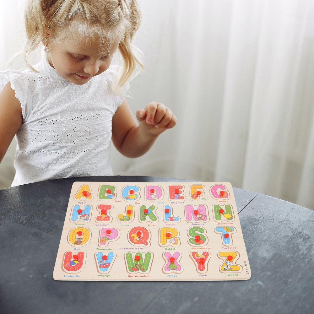 Wooden letter blocks learning toy: safe, durable play for home or classroom.