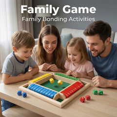 Wooden Shut The Box compact 8.66 x 8.66 inches fits small spaces.