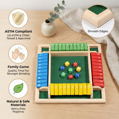 Wooden Shut The Box with rotating base design for flexible play setups.