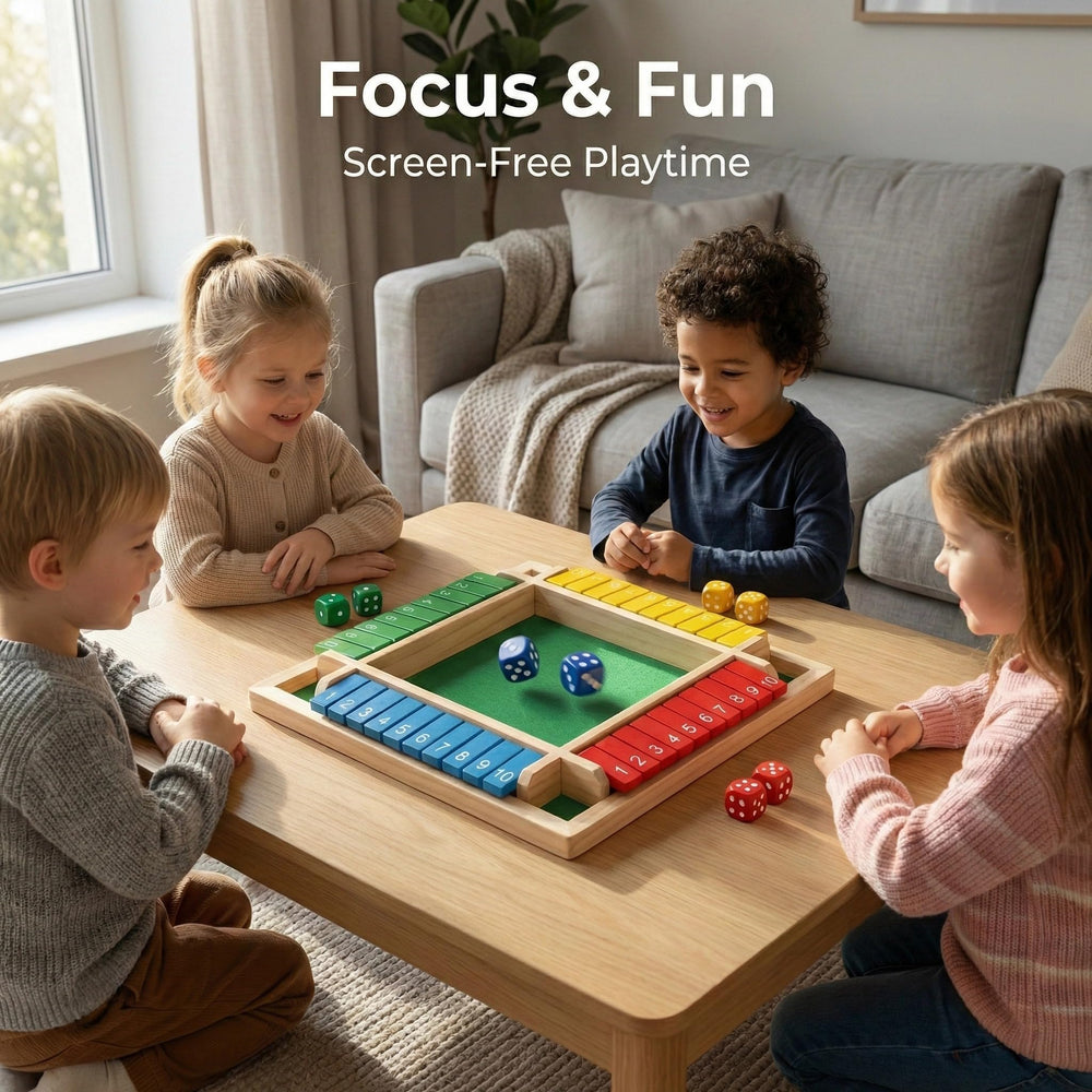 Wooden Shut The Box with smooth burr-free edges for safe handling.