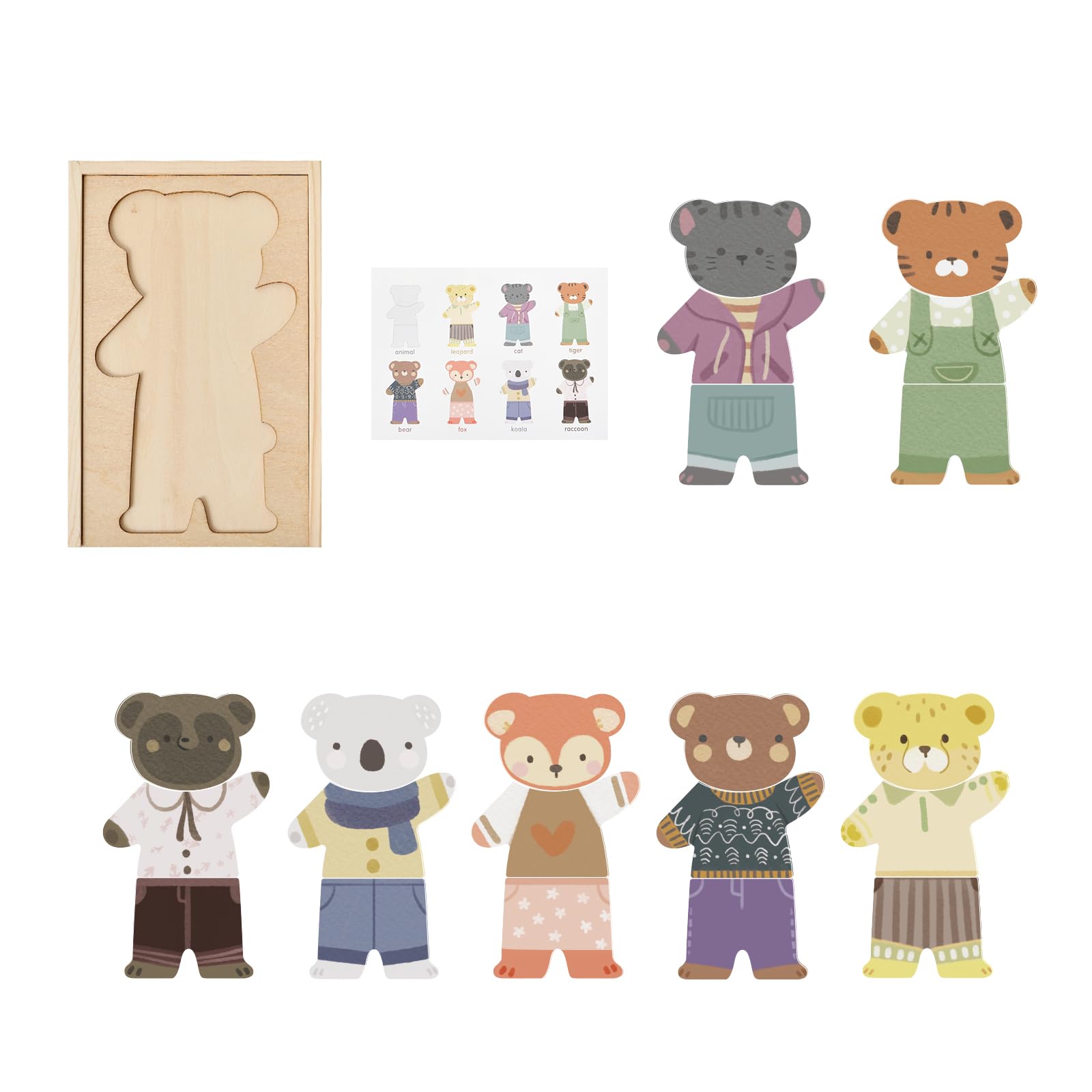 WOODEN TEETHER completed puzzle example ready for pretend play.