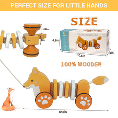 WoodenEdu Fox pull toy in use, aiding crawling and early movement