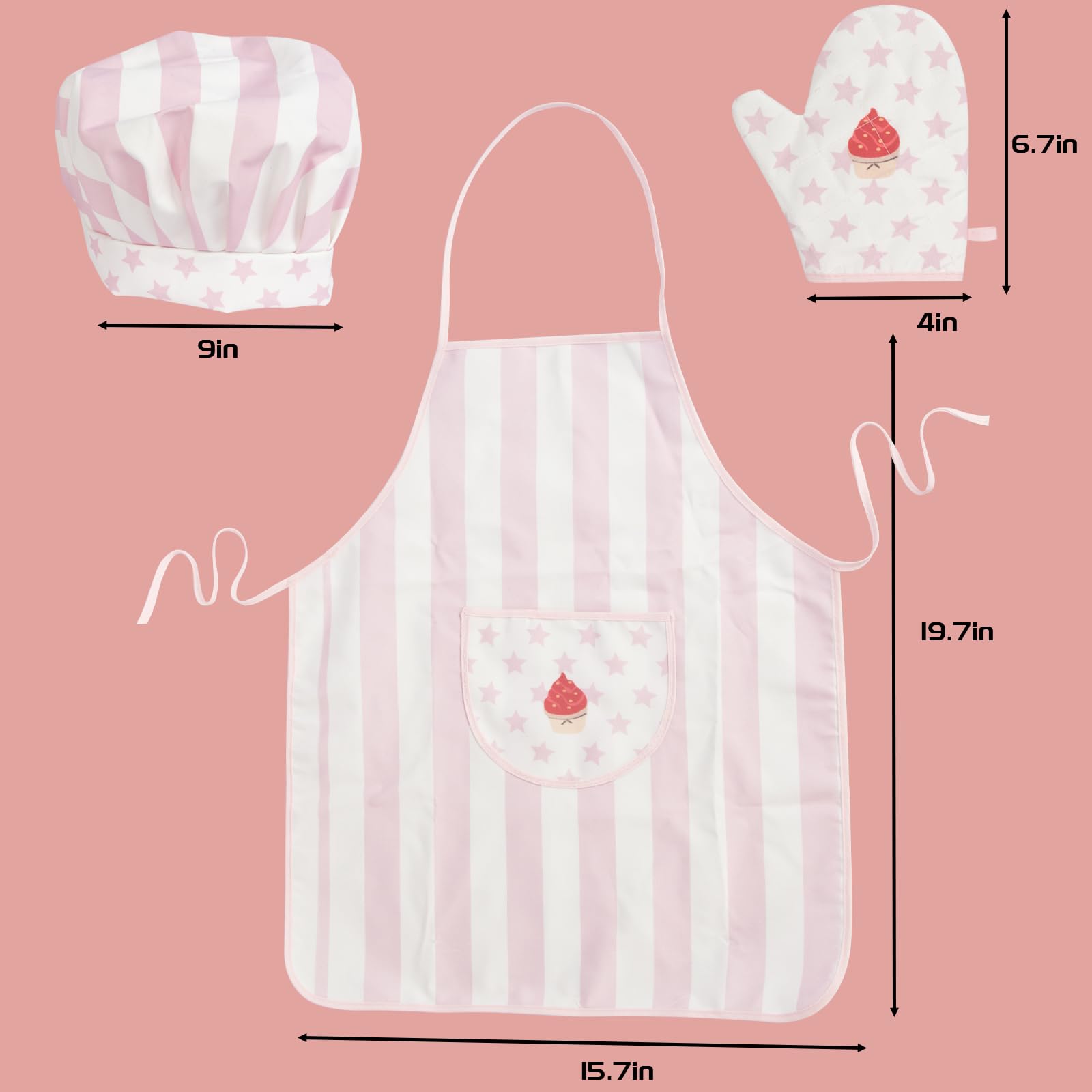 WoodenEdu Pink chef hat adjustable strap for comfortable wear.