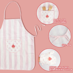 WoodenEdu Pink oven mitt protects little hands during pretend cooking.