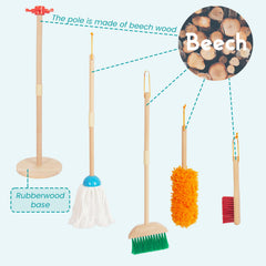 WoodenEdu Dustpan in solid wood for neat-up pretend tasks.
