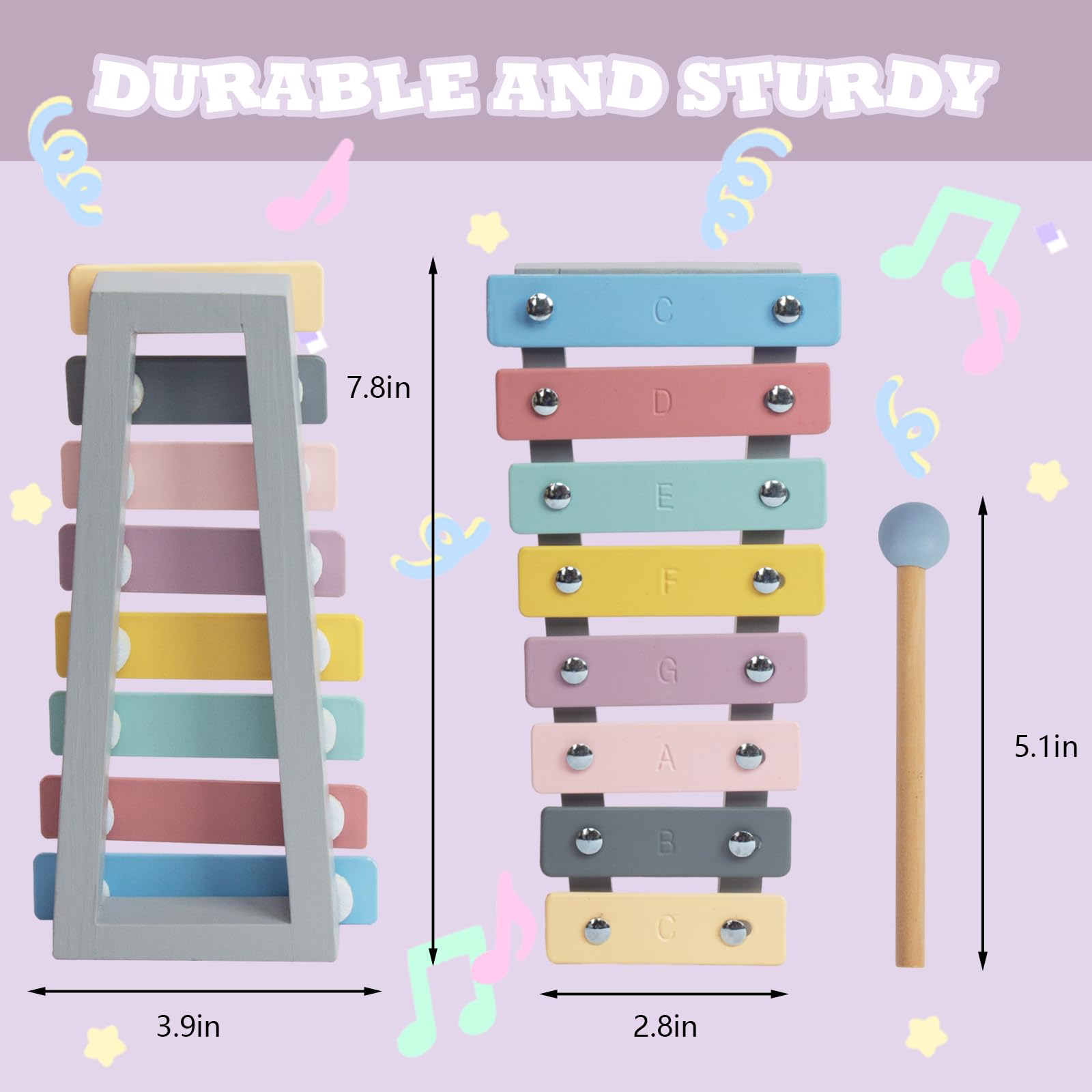 WoodenEdu Kids Xylophone with child-safe mallets enables safe, creative play