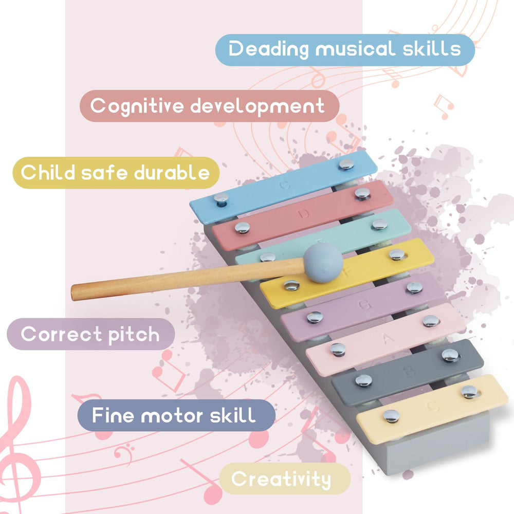 WoodenEdu Kids Xylophone wooden-frame highlights durable construction for years of use