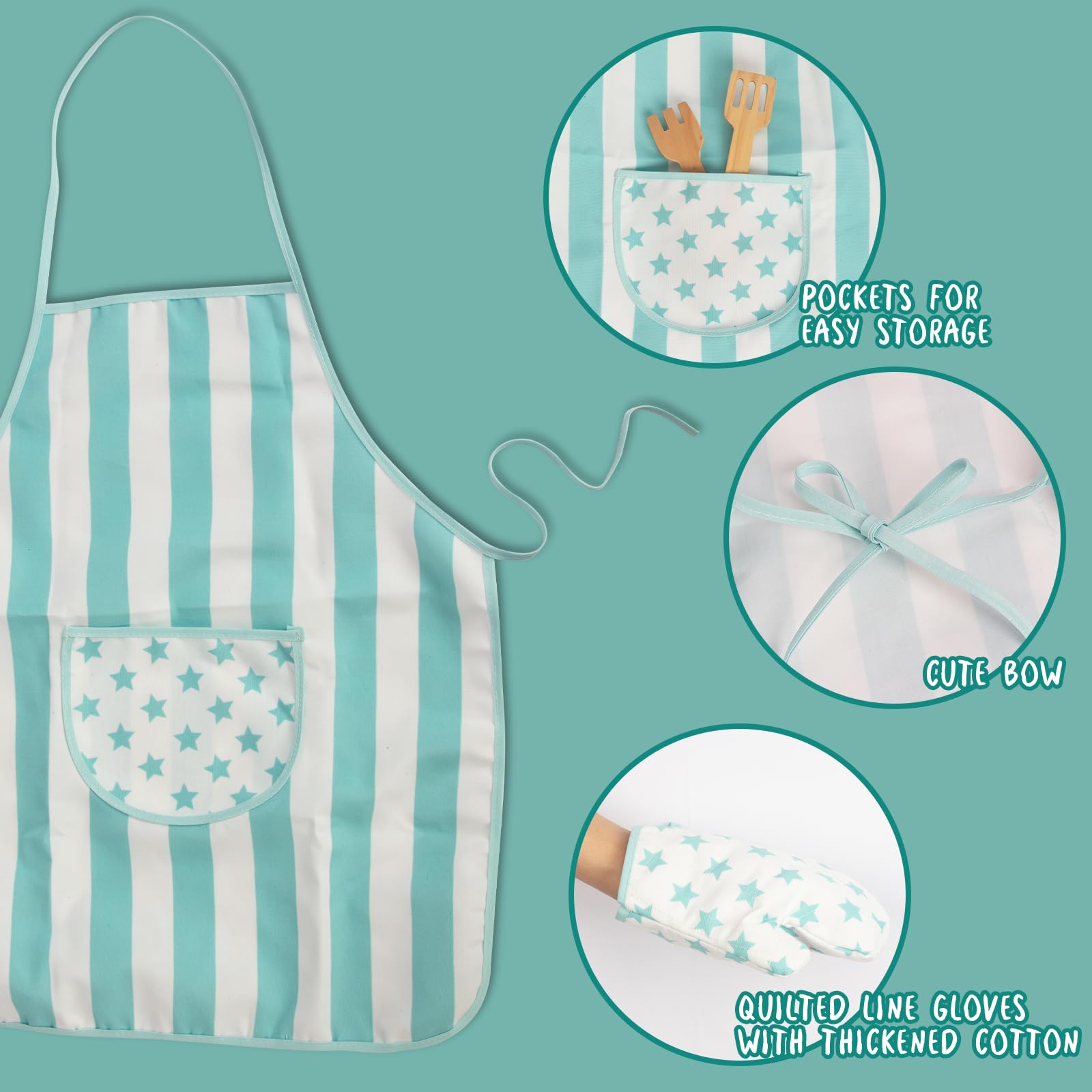 WoodenEdu oven mitt blue protects small hands during baking sessions.