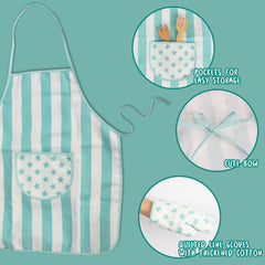 WoodenEdu oven mitt blue protects small hands during baking sessions.