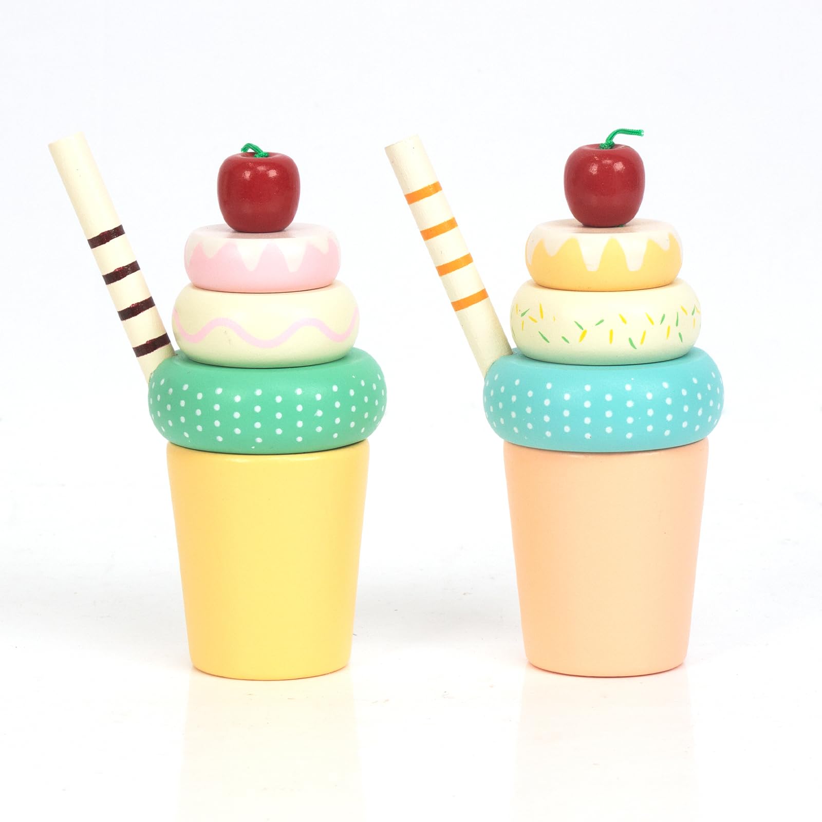 WOODENFUN wooden ice cream toys laid out for realistic pretend play.
