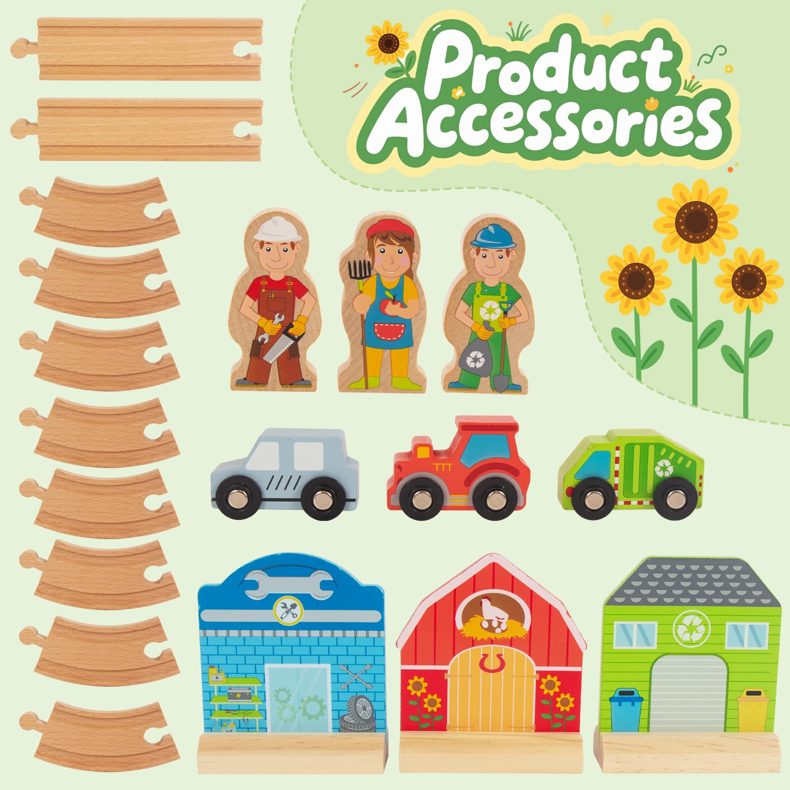 WOODENFUN realistic railway play sparks imagination during toddler storytelling.