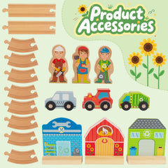 WOODENFUN realistic railway play sparks imagination during toddler storytelling.