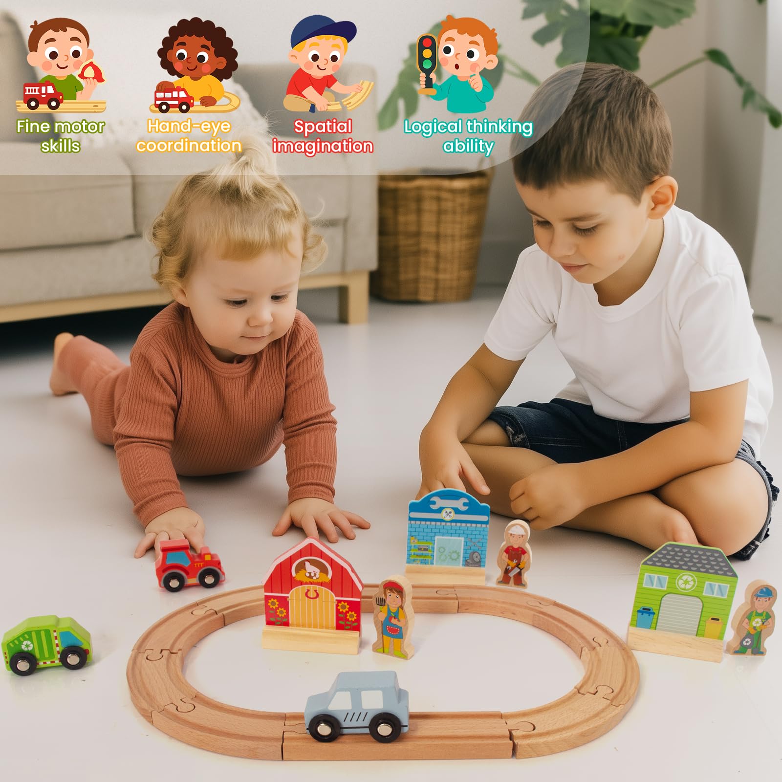 WOODENFUN toddler train gift idea supports hands-on learning and creativity.