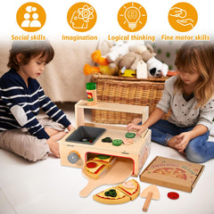 Wooderma pizza boxes and notepads add authenticity to play kitchens.