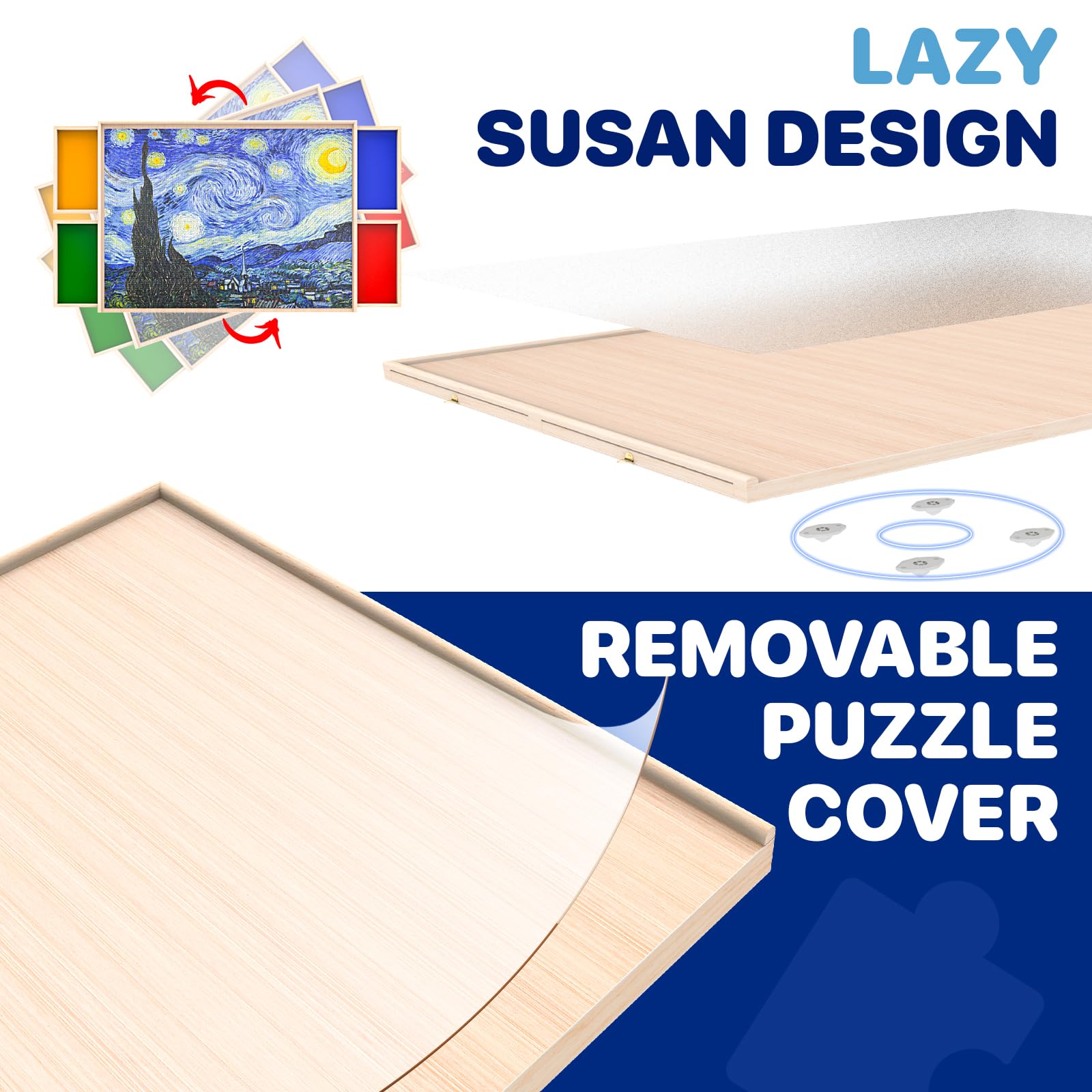Woodever working area measures 27.56 by 19.69 inches for most 1000-piece puzzles