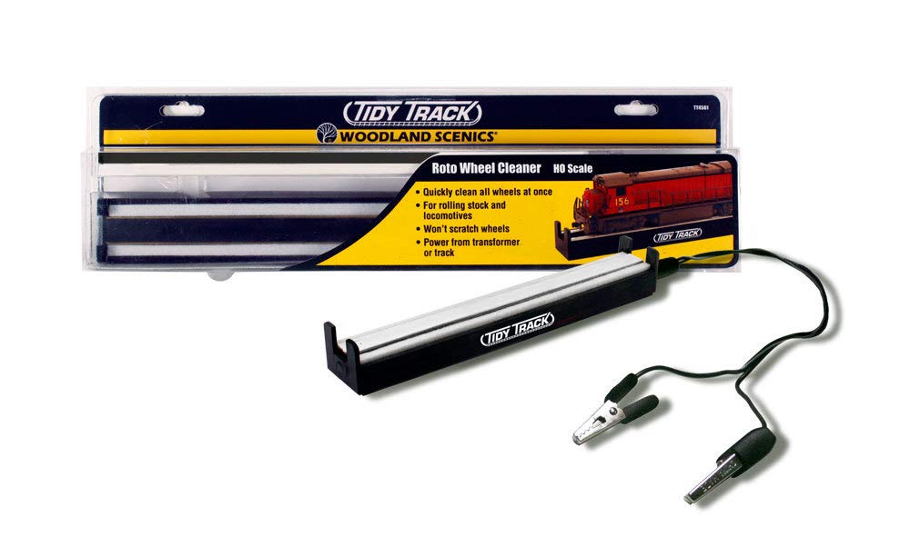 Woodland Scenics Tidy Track Roto Wheel Cleaner front view for quick, all-at-once wheel cleaning.