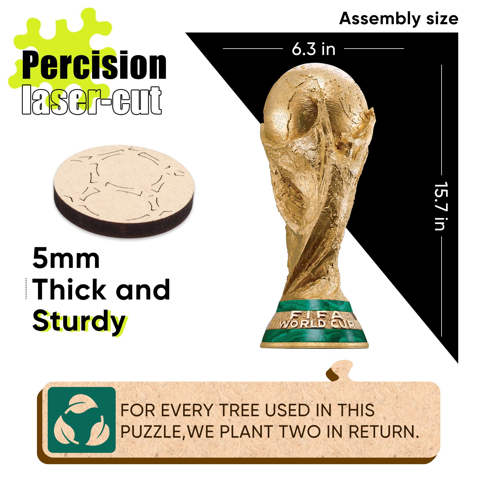 WoodLux 5mm-thick puzzle pieces highlight premium feel and sturdiness.