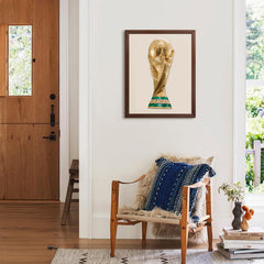 WoodLux trophy engraving close-up showing iconic World Cup details.