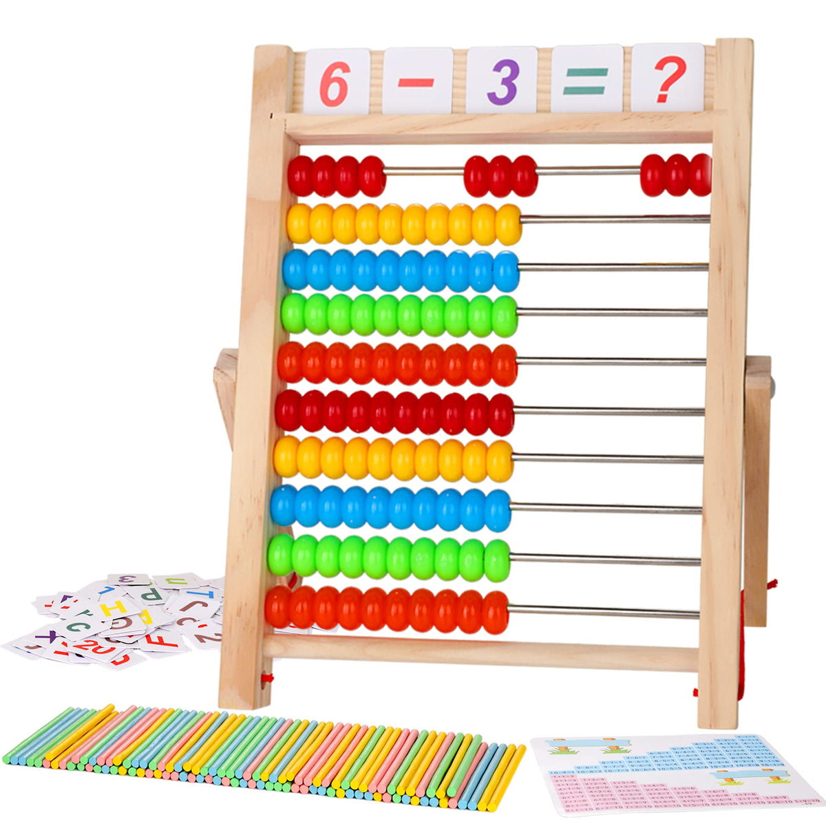 WOODMAM abacus for toddlers with wooden frame supports early math learning.
