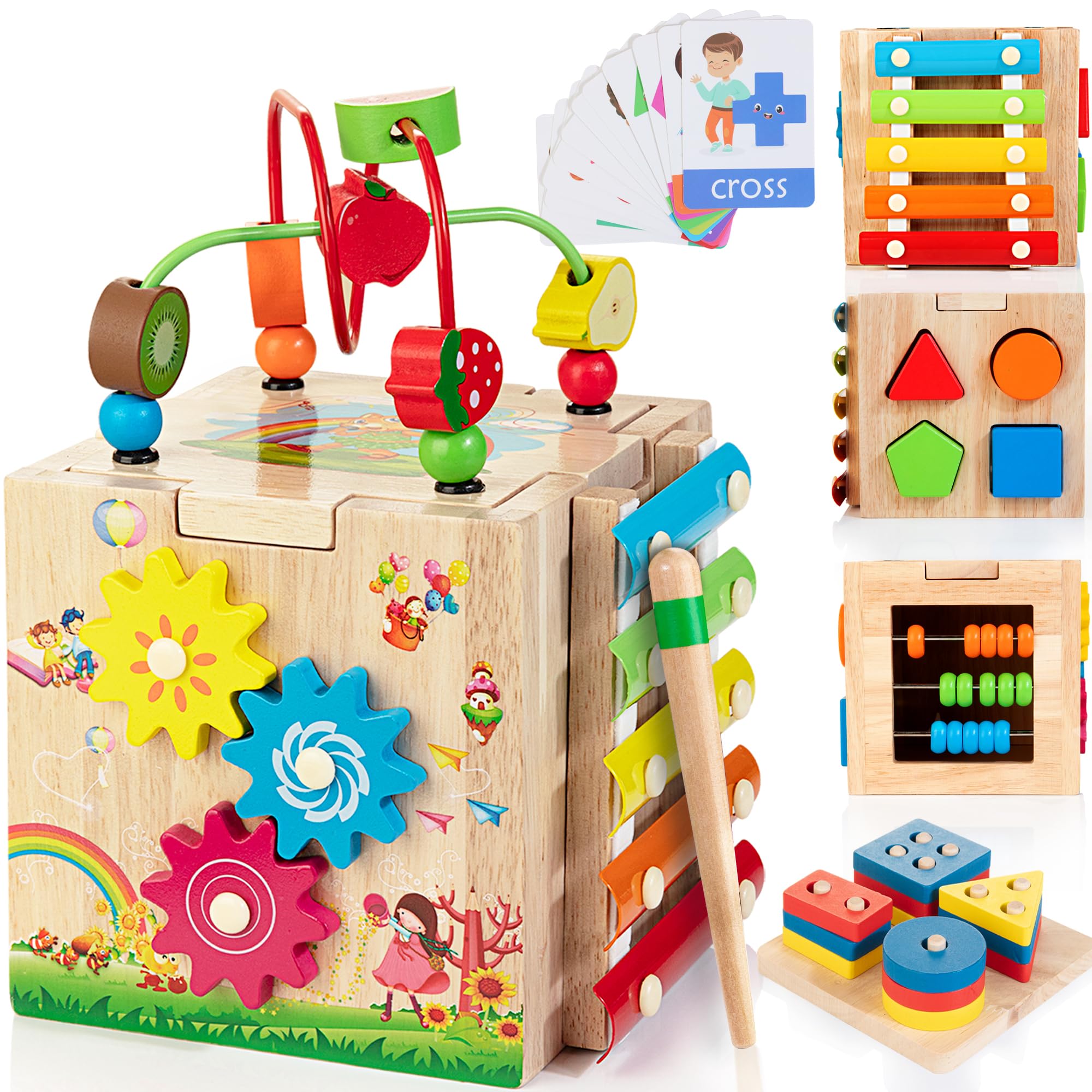 WOODMAM Bravmate cube bead maze boosts fine motor skills for toddlers.