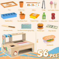 WOODMAM burger set featuring realistic pretend meals for storytelling.