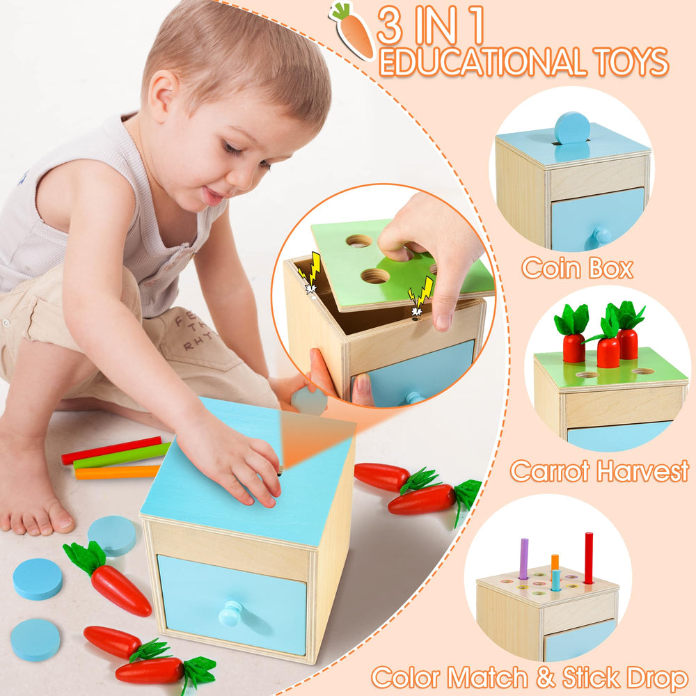 Woodmam color matching sticks aid shape recognition and color differentiation.