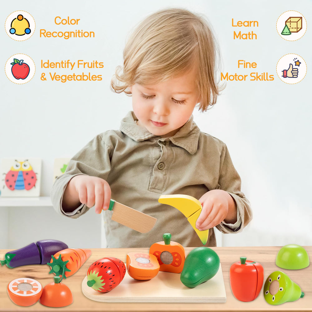 WOODMAM colorful wooden food pieces spark sensory-rich pretend play