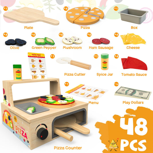 WOODMAM detachable pizza slices with hook and loop enable hands-on assembling.