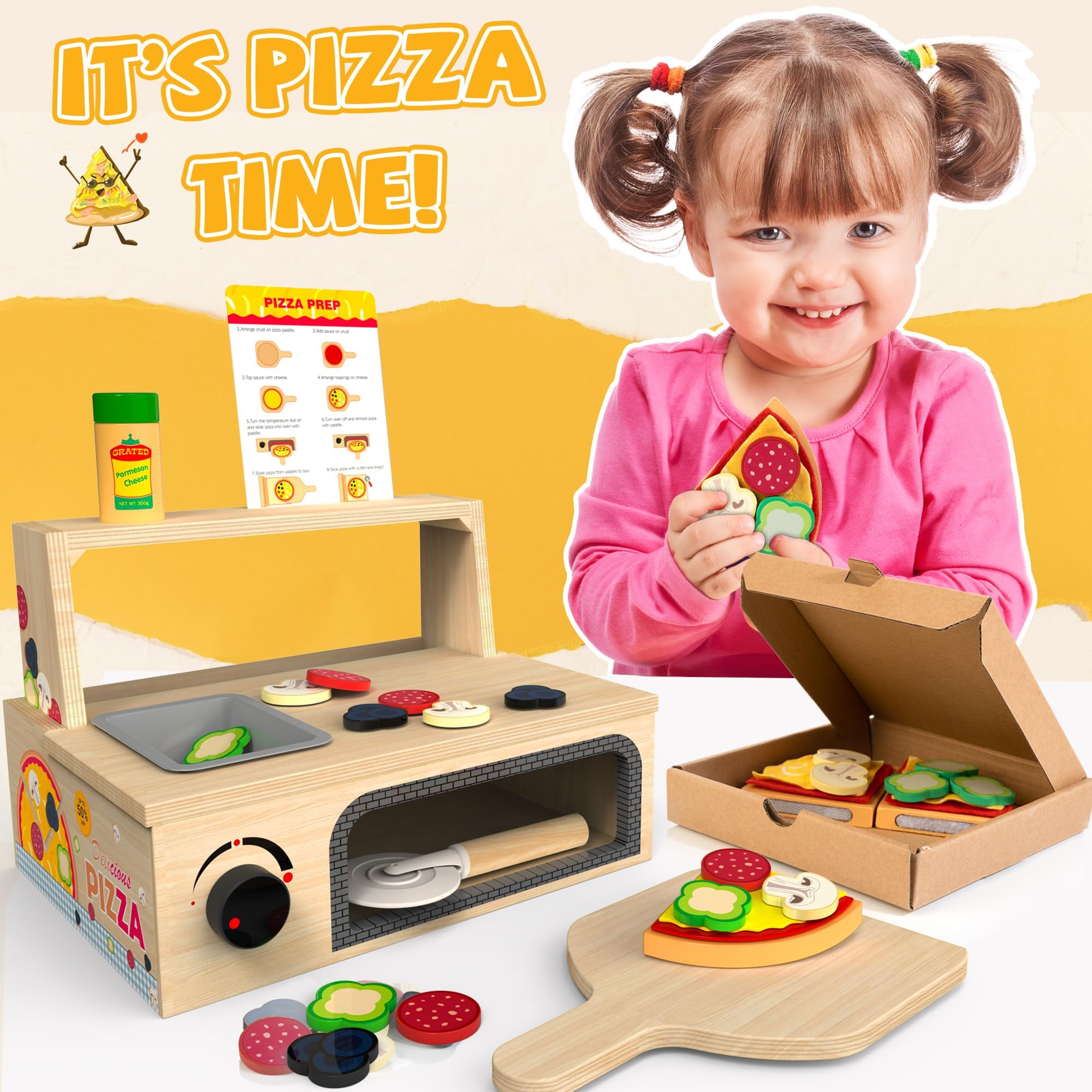 WOODMAM gift-ready pizza toy ideal for birthdays and holidays.