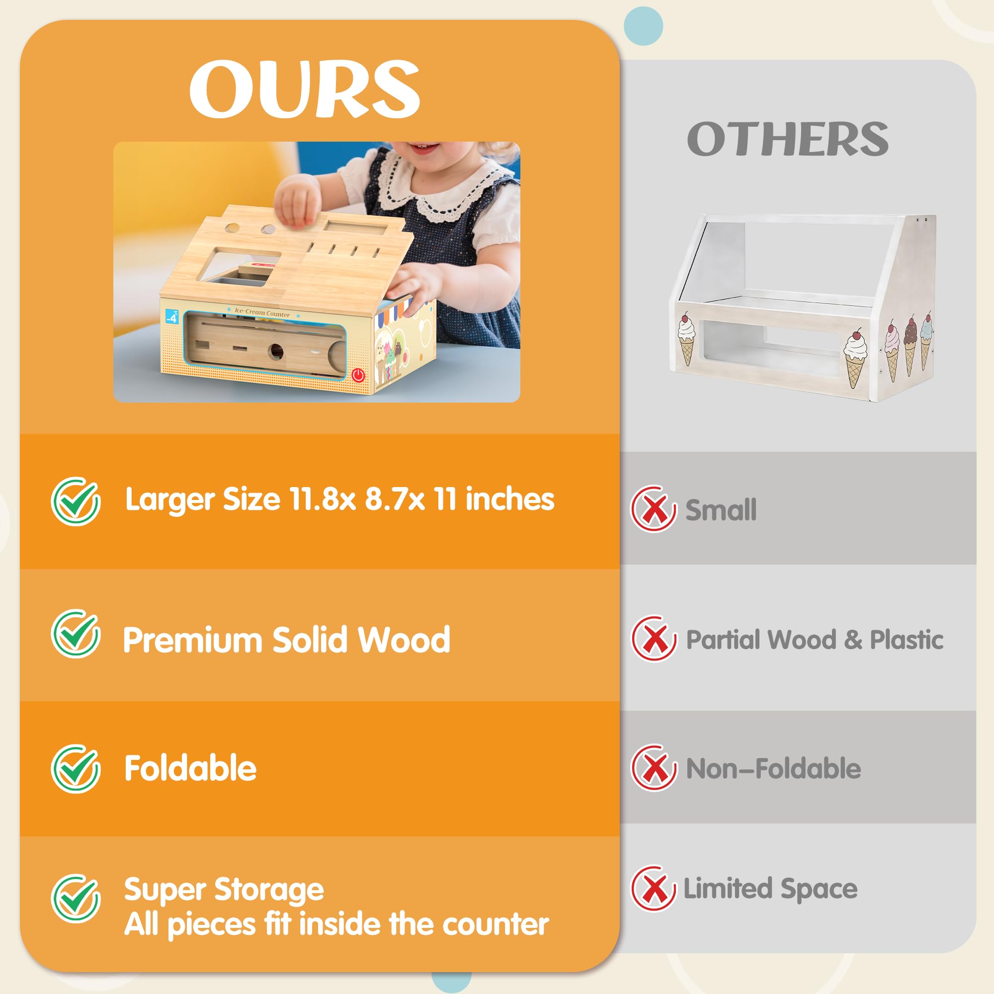 WOODMAM mini menu card; encourages reading and decision-making during pretend shop.
