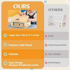 WOODMAM mini menu card; encourages reading and decision-making during pretend shop.