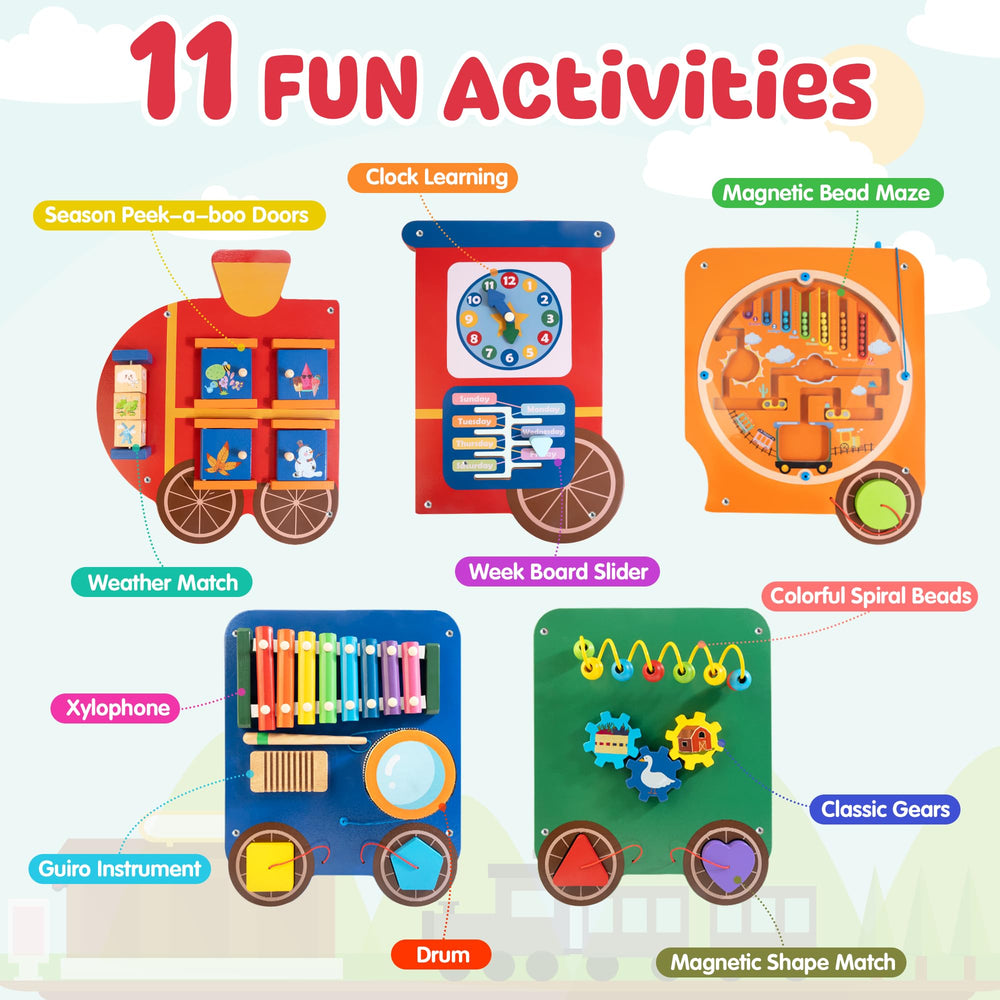 WOODMAM Montessori activities promote color and shape recognition during busy play.