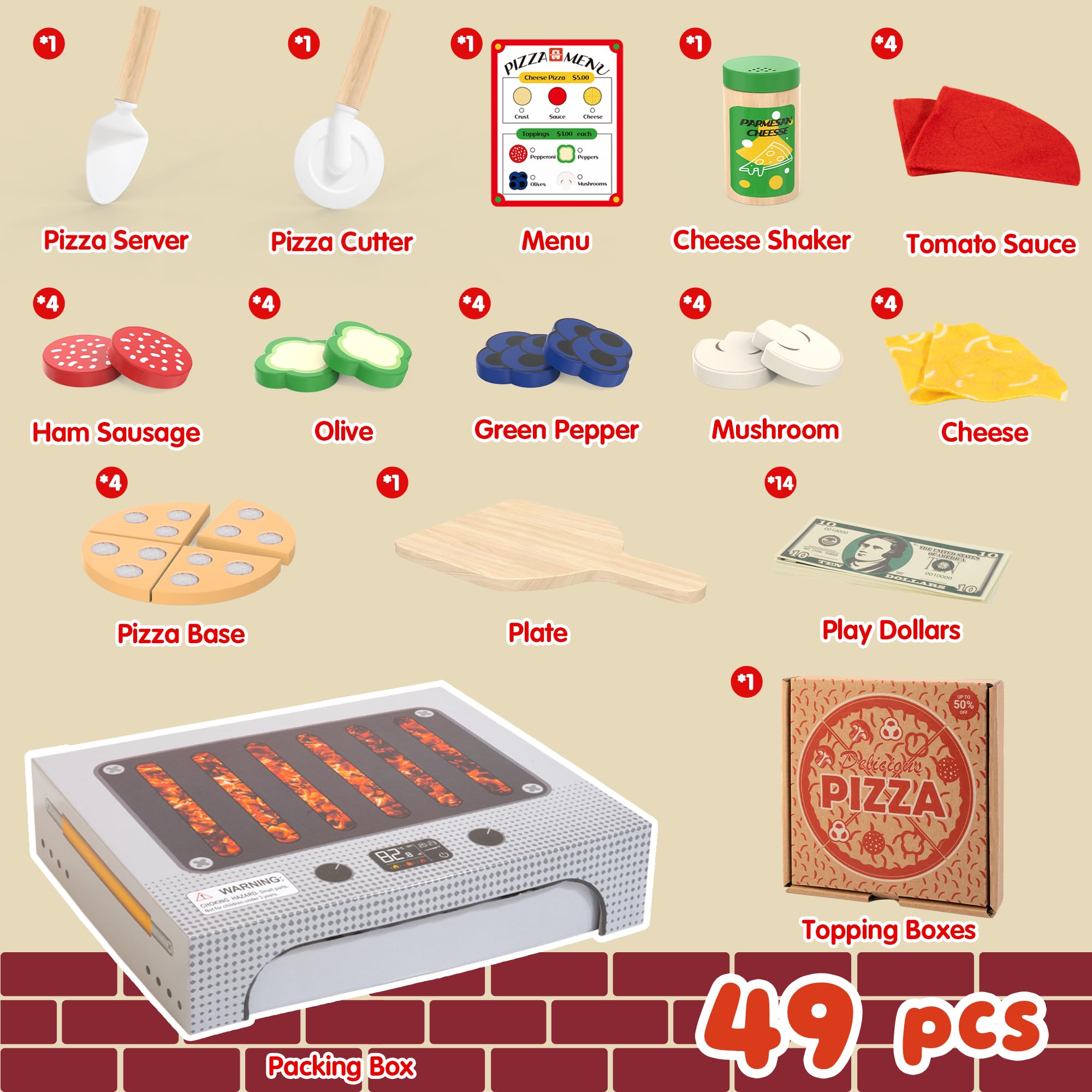 WOODMAM Illustrated pizza menu enhances role-play and ordering