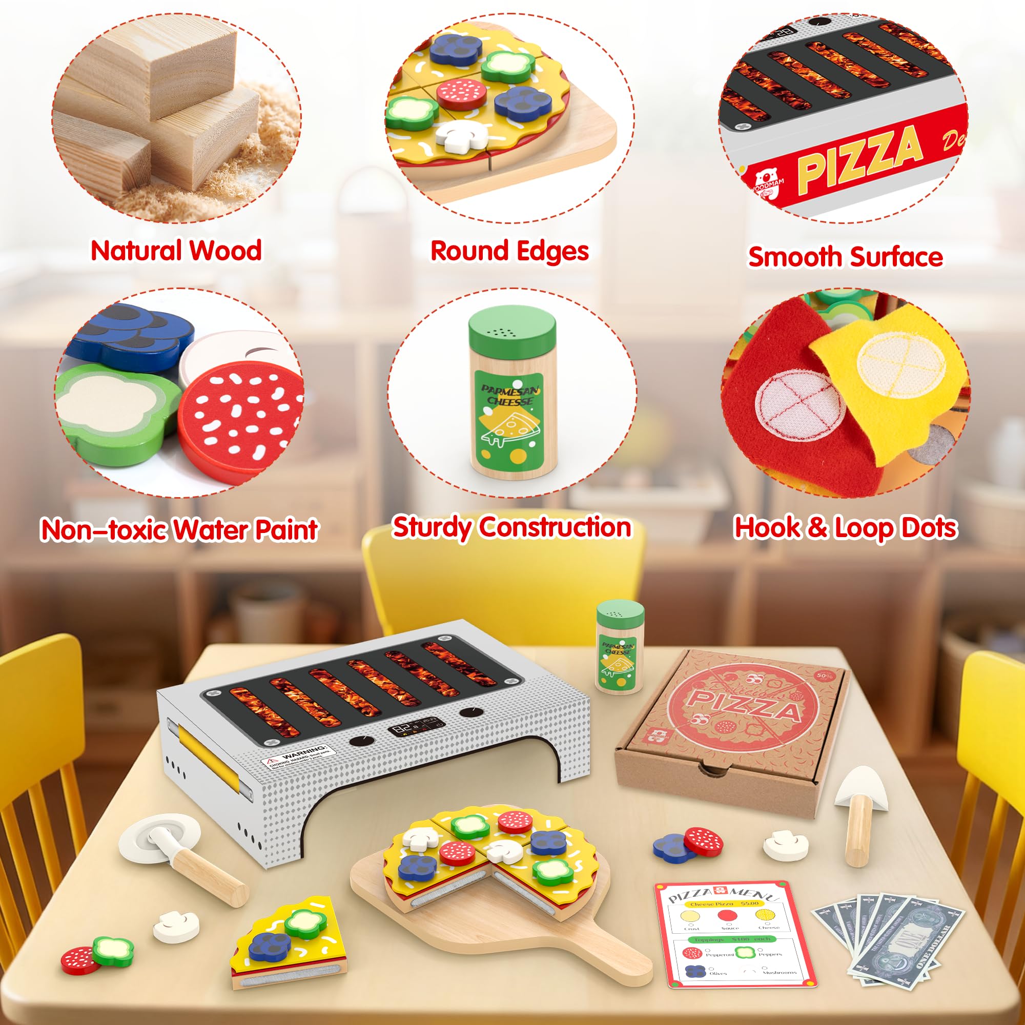 WOODMAM Play money with 14 bills for pretend checkout scenarios