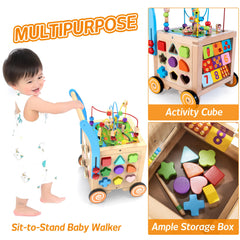 WOODMAM push-pull cart activity close-up for interactive play.