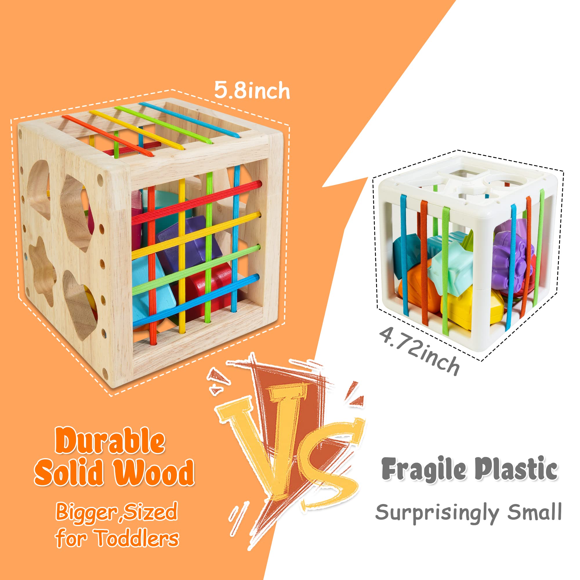 Woodmam rattling shapes close-up for tactile play and fine motor engagement.