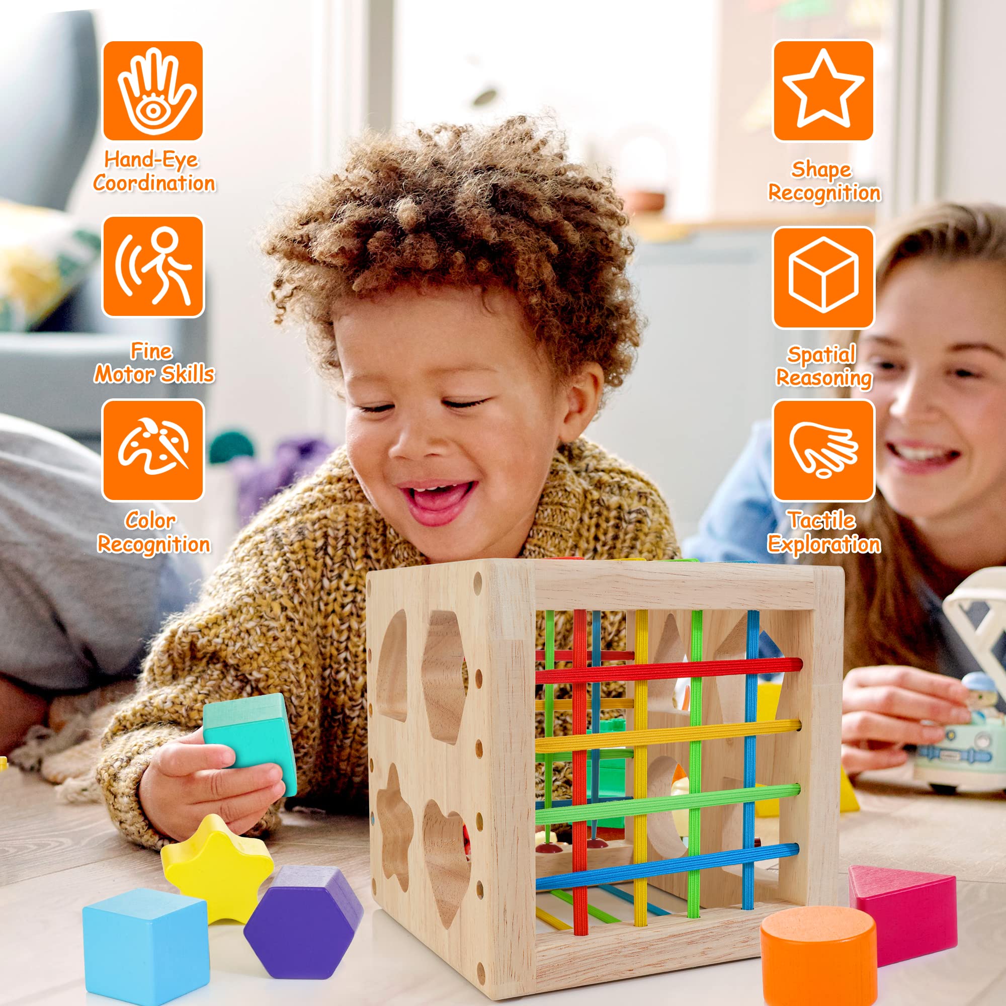 Woodmam rounded edges and chunky shapes protect little hands.