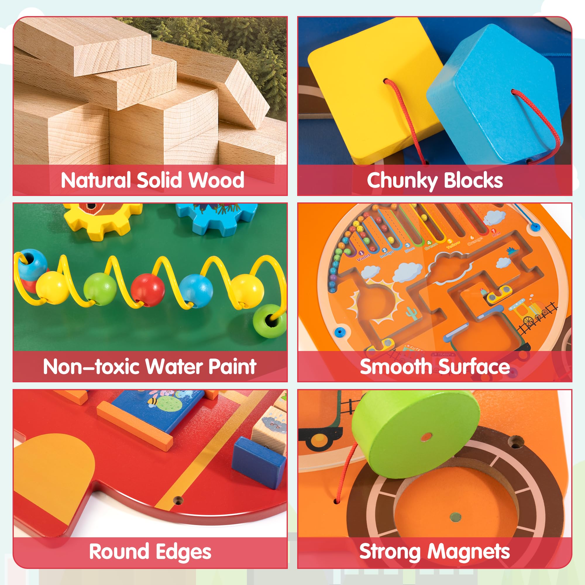 WOODMAM solid wood construction offers durable, non-toxic finish for safe use.