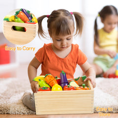 WOODMAM storage box with handles keeps toy kitchen organized