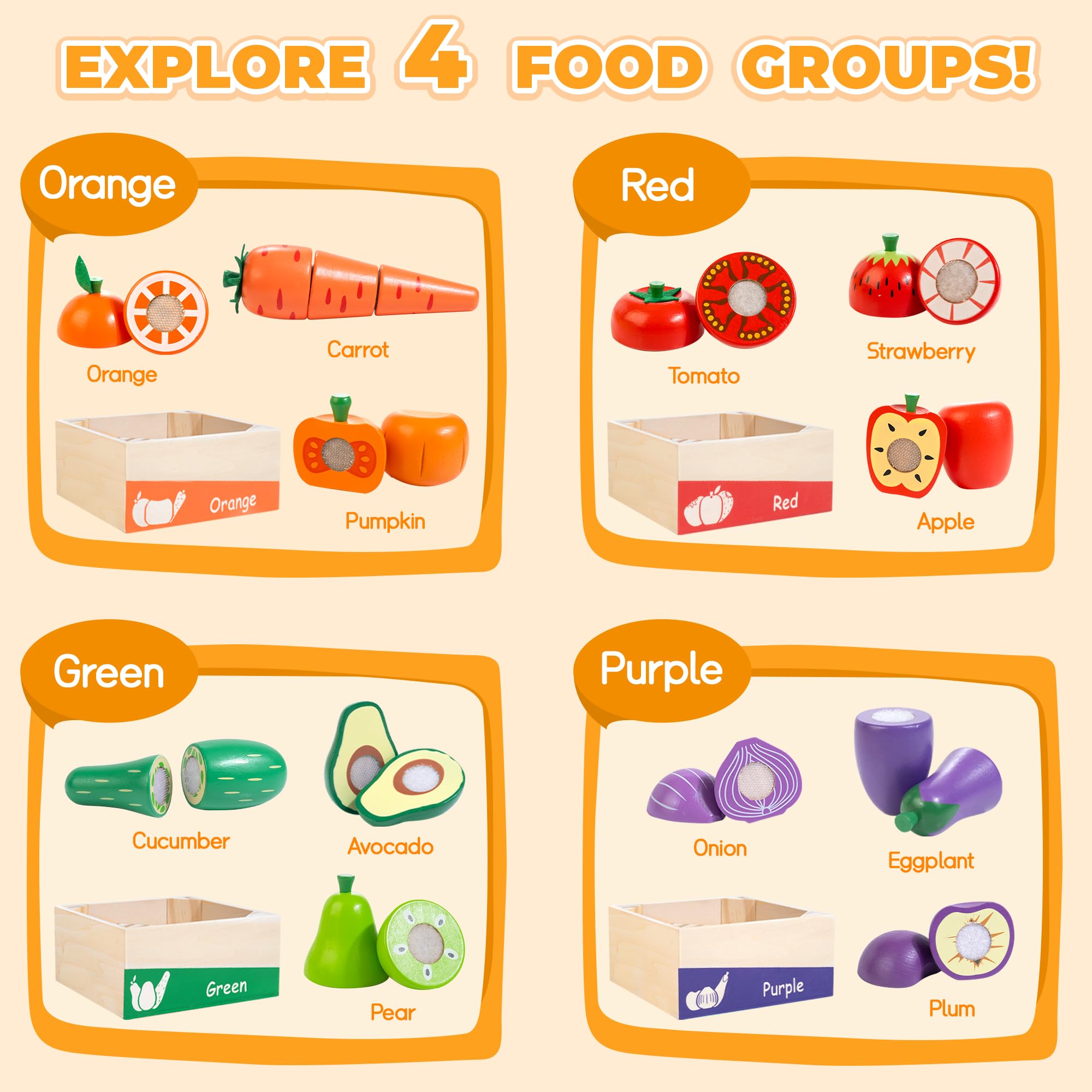 WOODMAM wooden play food vegetables for creative cooking play