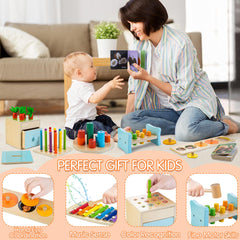 Woodmam wooden xylophone toy enhances auditory awareness and rhythm development.