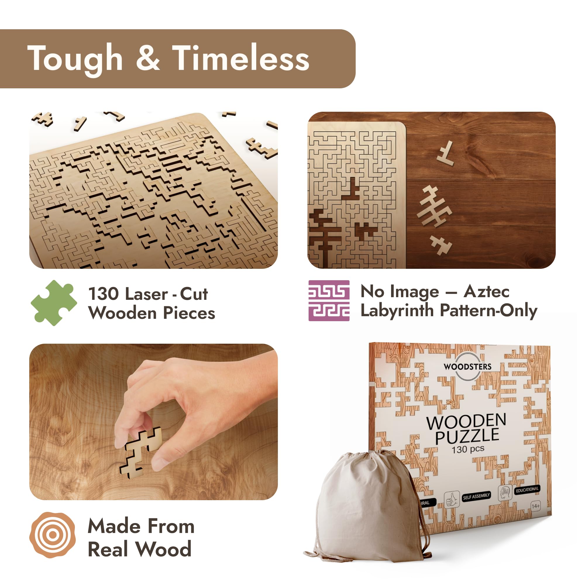 WOODSTERS laser-cut edges highlight precision for durability and satisfying fit.