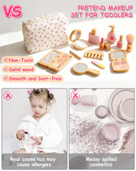 WoodsyJoy powder compact with wooden case for gentle, pretend makeup moments.